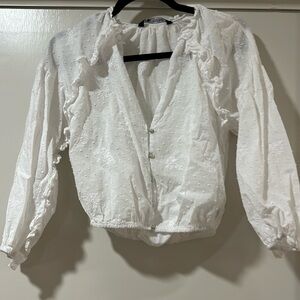 Zara white long sleeve top